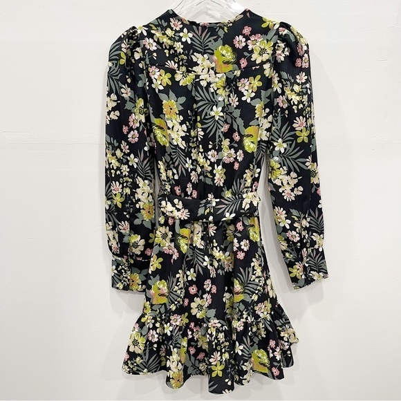 Walter Baker Leighton Floral Belted Mini Dress Size X-Small Long Sleeve A-Line - Picture 3 of 11